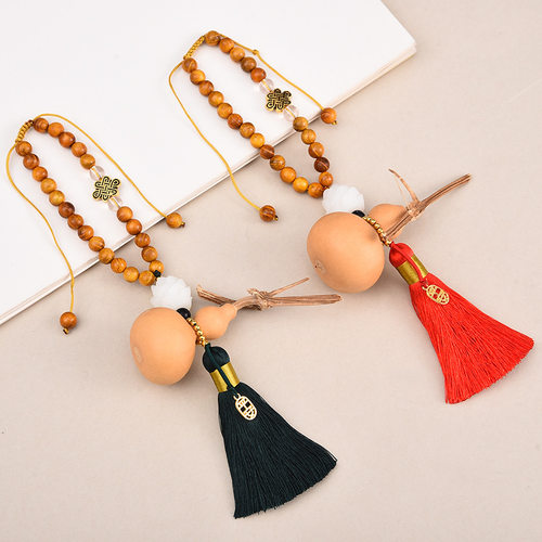 天然龙头木葫芦木珠车载流苏挂件