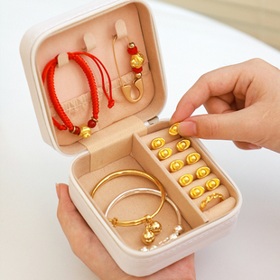 黄金收纳盒宝宝周岁金手镯收藏盒新款婴儿手链防氧化便携耳饰品盒