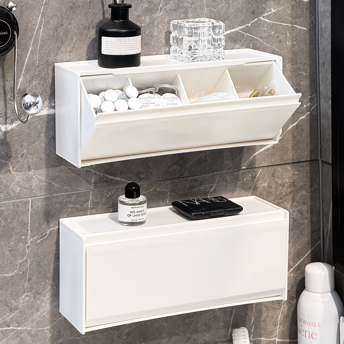 卫生间壁挂收纳盒墙上化妆棉棉签分格盒多功能卸妆棉粉扑整理神器,收纳整理,壁式收纳盒,淘宝优惠券,粉丝福利购,淘宝优惠卷