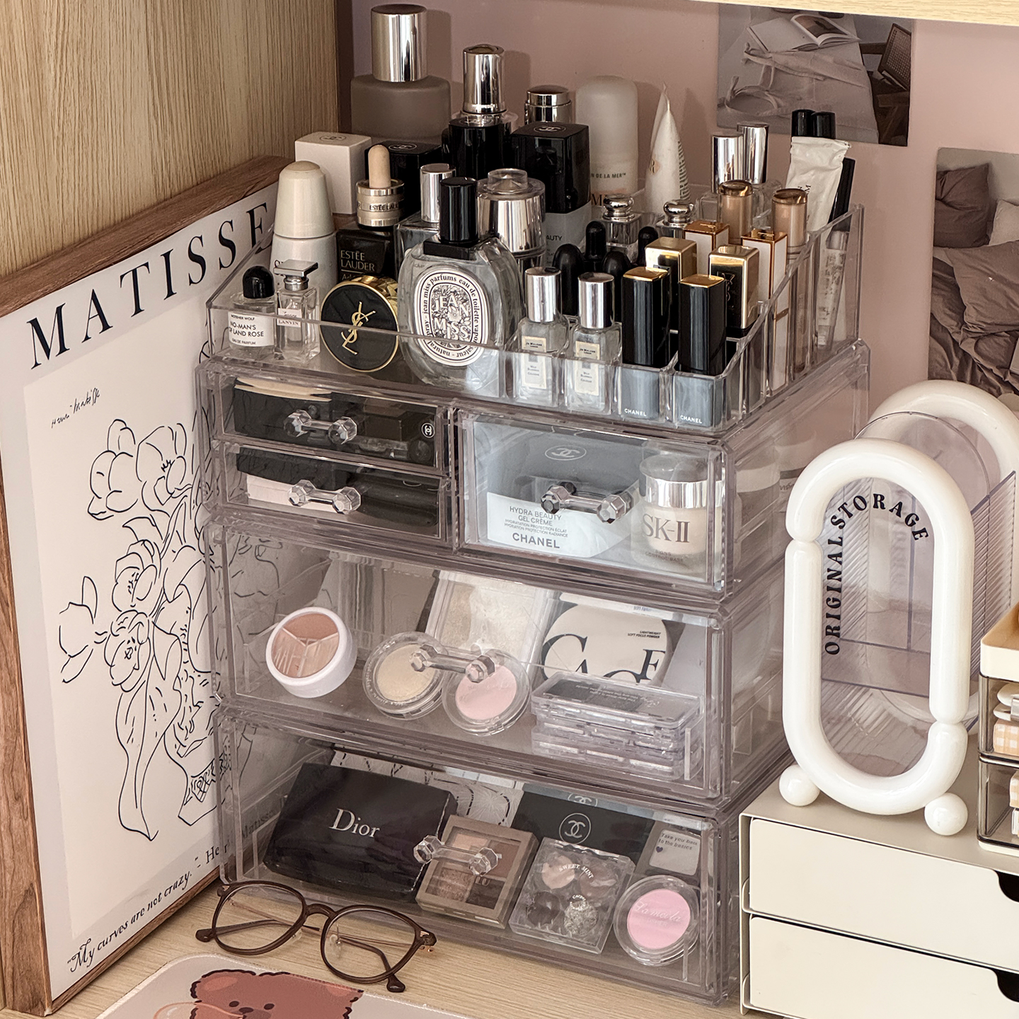 桌面可叠加化妆品收纳盒