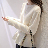 羊绒软糯毛衣女荷叶下摆收腰针织衫 正品 哥家新2025春秋装 上衣