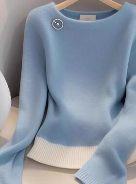 正品哥家新2025冬季高级感圆领针织打底衫女宽松显瘦毛衣上衣女