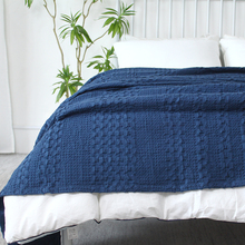 外贸尾单纯棉华夫格大蜂巢毯沙发毯单件柔软舒适防滑全棉盖毯纯色