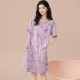中长款 纯棉短袖 休闲简约全棉圆领家居服 睡裙女士夏季 草本西子新款