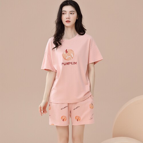睡衣女款夏季纯棉短袖薄款卡通可爱学生草本西子家居服套装可外穿