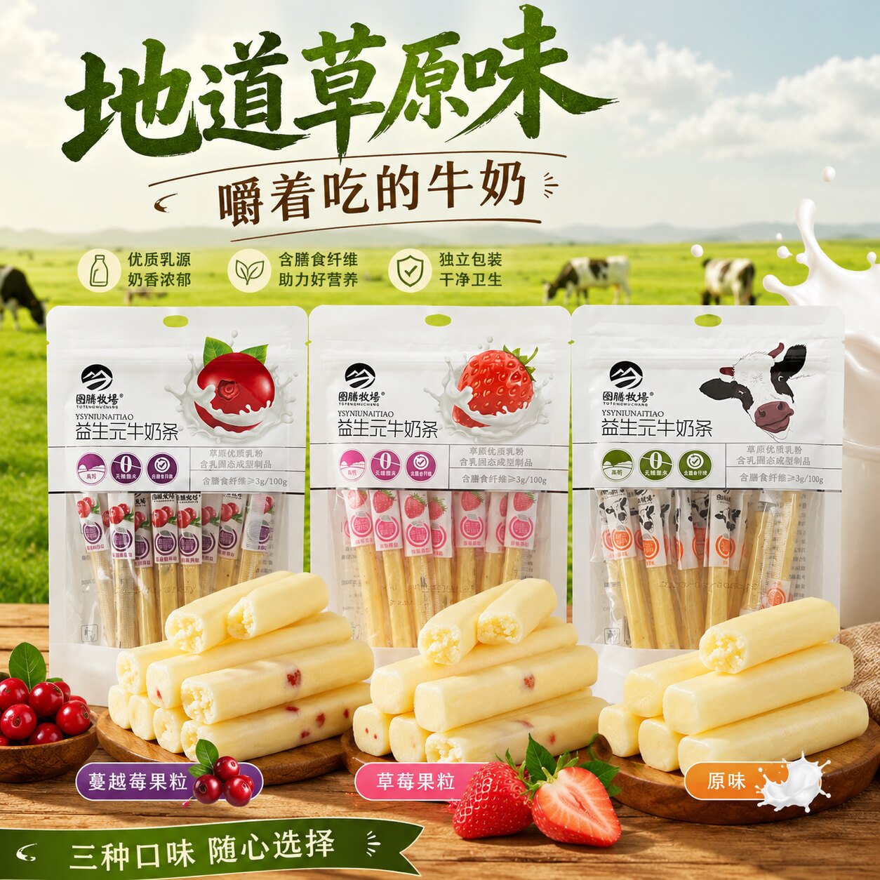 图腾牧场益生元牛奶条内蒙古特产