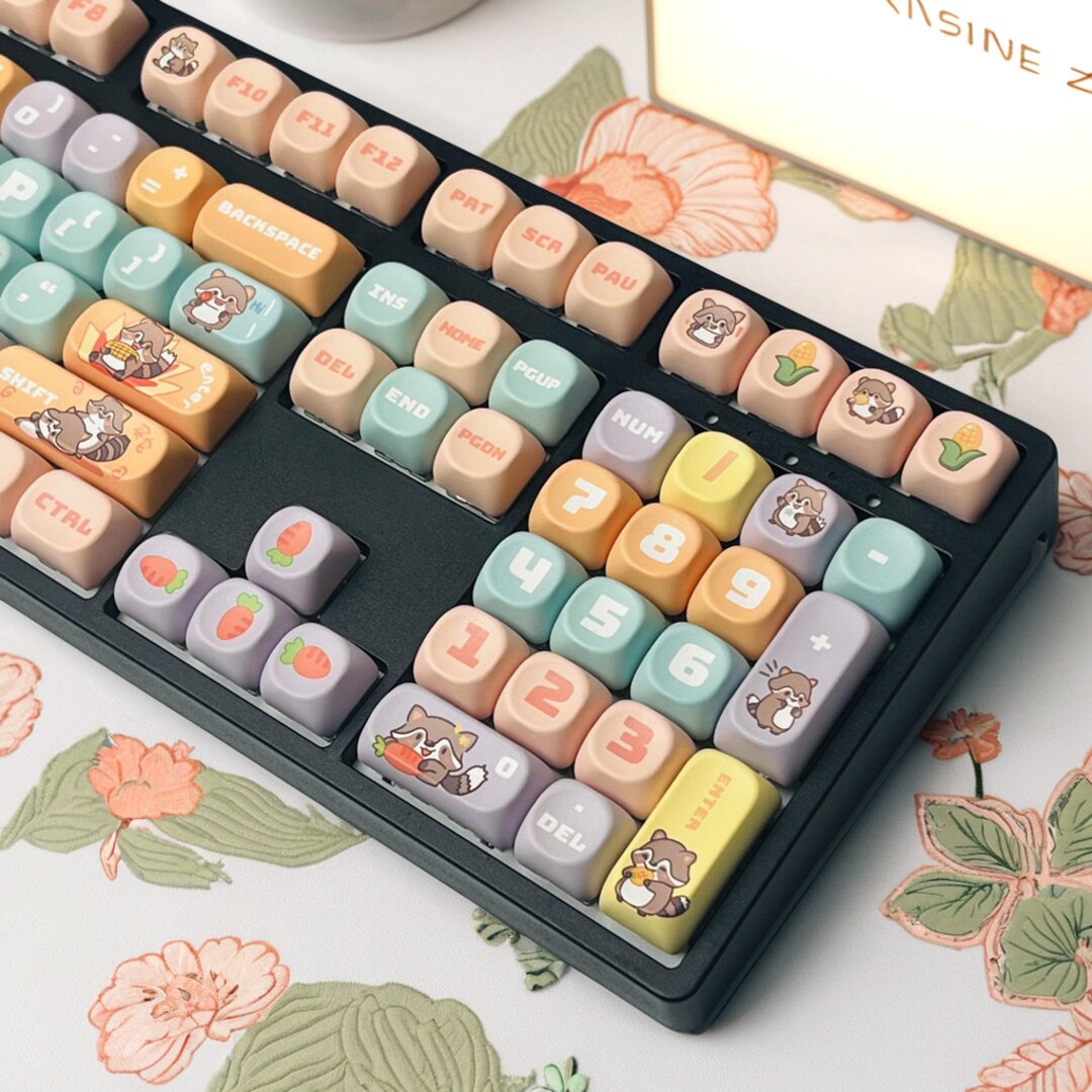 JRK108键全透明三模机械键盘无线蓝牙2.4G有线小碗熊键帽mac通用