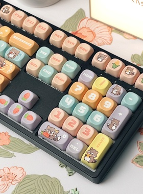 JRK108键全透明三模机械键盘无线蓝牙2.4G有线小碗熊键帽mac通用