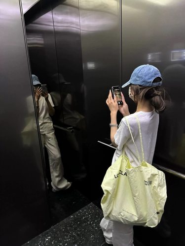 迪丽热巴同款黄色帆布包大容量