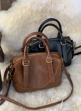 手提保龄球包包女士2025新款潮复古枕头包百搭多功能单肩斜挎包