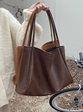 美拉德大容量包包女2025新款休闲质感软皮通勤包时尚单肩包托特包