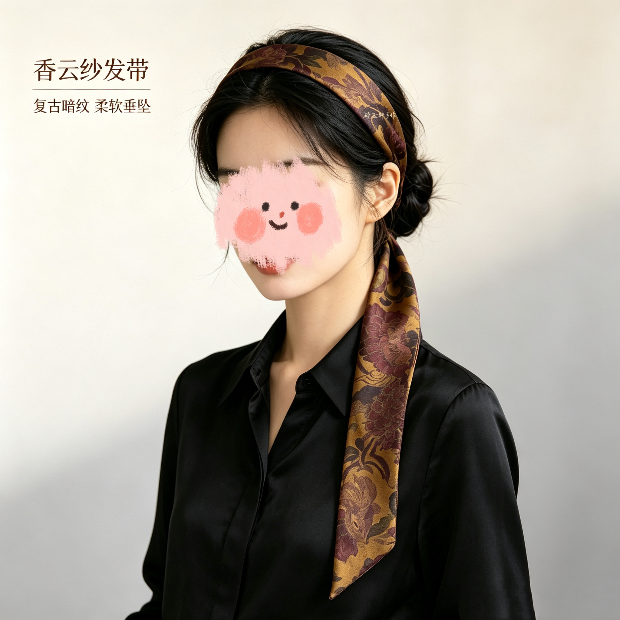 碎玉轩·香云纱发带 孤品桑蚕丝古风新中式套装发饰绑发丝带装饰