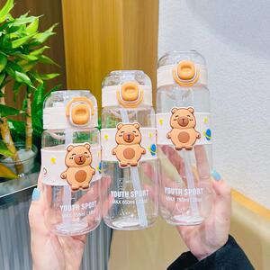 欣贝迪学生塑料卡通卡皮熊吸管杯