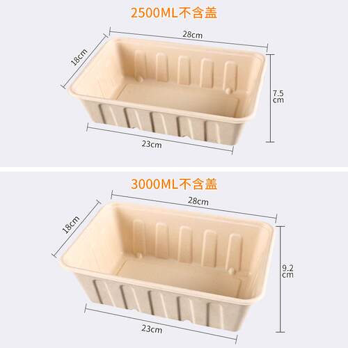 环保可降解纸浆餐具长方形打包盒