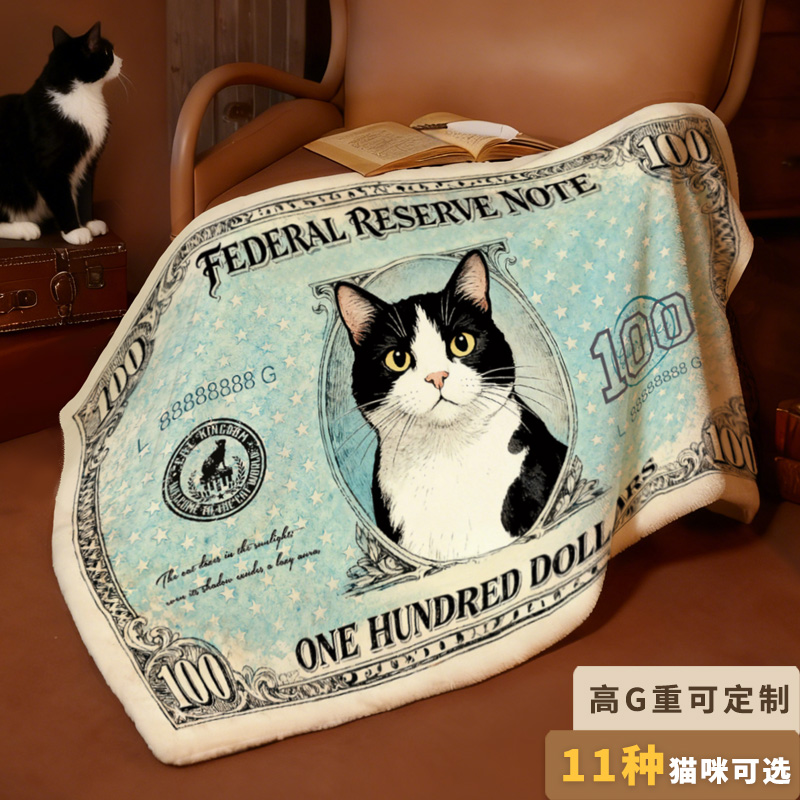创意猫礼物空调小毯盖毯披肩毛毯