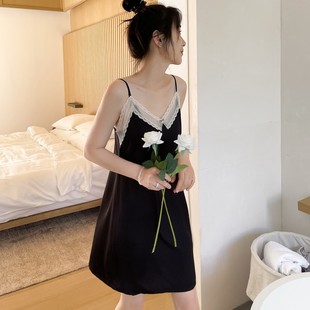 莫代尔冰丝纯欲风大码 蕾丝睡裙夏女吊带睡衣性感情调家居服新款