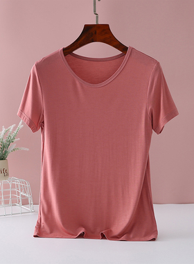 莫代尔短袖T恤女夏季v领宽松大码面膜上衣纯色薄款打底体恤衫白色