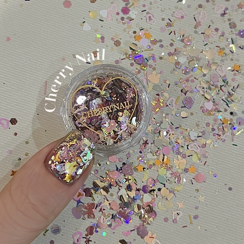 Чери Маникюр Зимний сериал Sequin Cub Small Cans Рождественский искусство ногтей Материалы