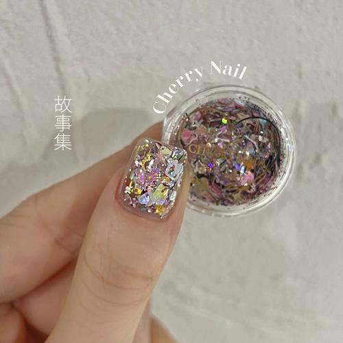 Чери Маникюр Зимний сериал Sequin Cub Small Cans Рождественский искусство ногтей Материалы