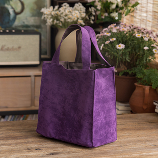 上班手提袋便当袋大容量女士通勤包包高级紫色逛街带饭上学书包