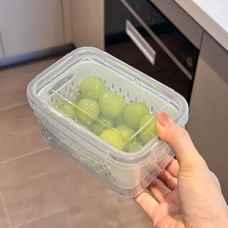 水果盒小学生专用水果杯保鲜盒食品级便当盒双层沥水篮可外带便携