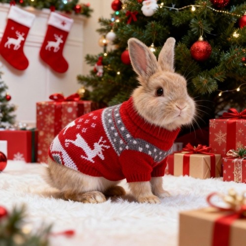 宠物兔子专用毛衣冬季保暖背心过冬圣诞过年喜庆侏儒兔垂耳兔幼兔