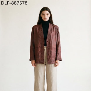 887578 桑蚕丝高贵显瘦西服DLF 春季 莨纱机织欧根纱提花香云纱西装