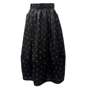 重磅电力纺鎏银波点香云纱洋气全松紧腰花苞半裙DLF 887290