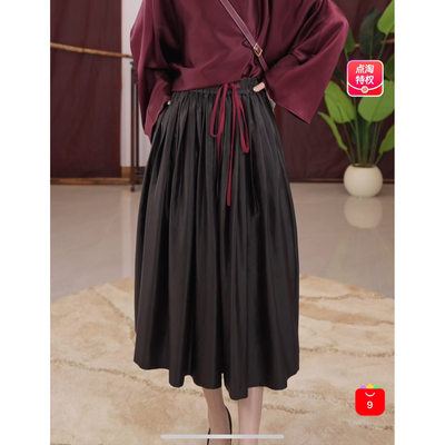 重缎桑蚕丝香云纱全弹力腰气质伞裙DLF-887258