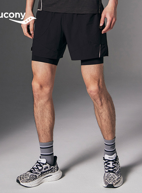 男子双层短裤Saucony索康尼/NATHAN BELL专业运动裤竞速跑步透气