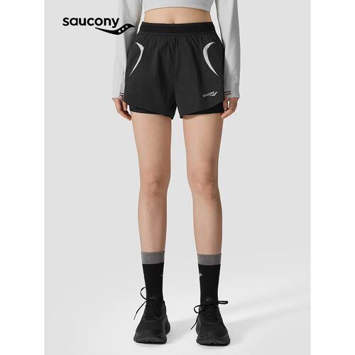 女子双层梭织短裤Saucony索康尼女子专业运动竞速跑步运动透气 - 封面