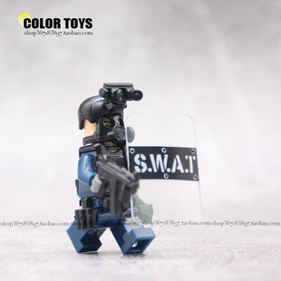 军事系列城市英雄飞虎队防爆警察SWAT拼装积木人仔玩具