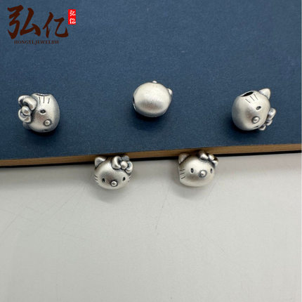 复古卡通HelloKitty足银999纯银DIY饰品配件手工编织手绳项链材料