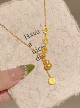 沙金钱币葫芦项链女2025