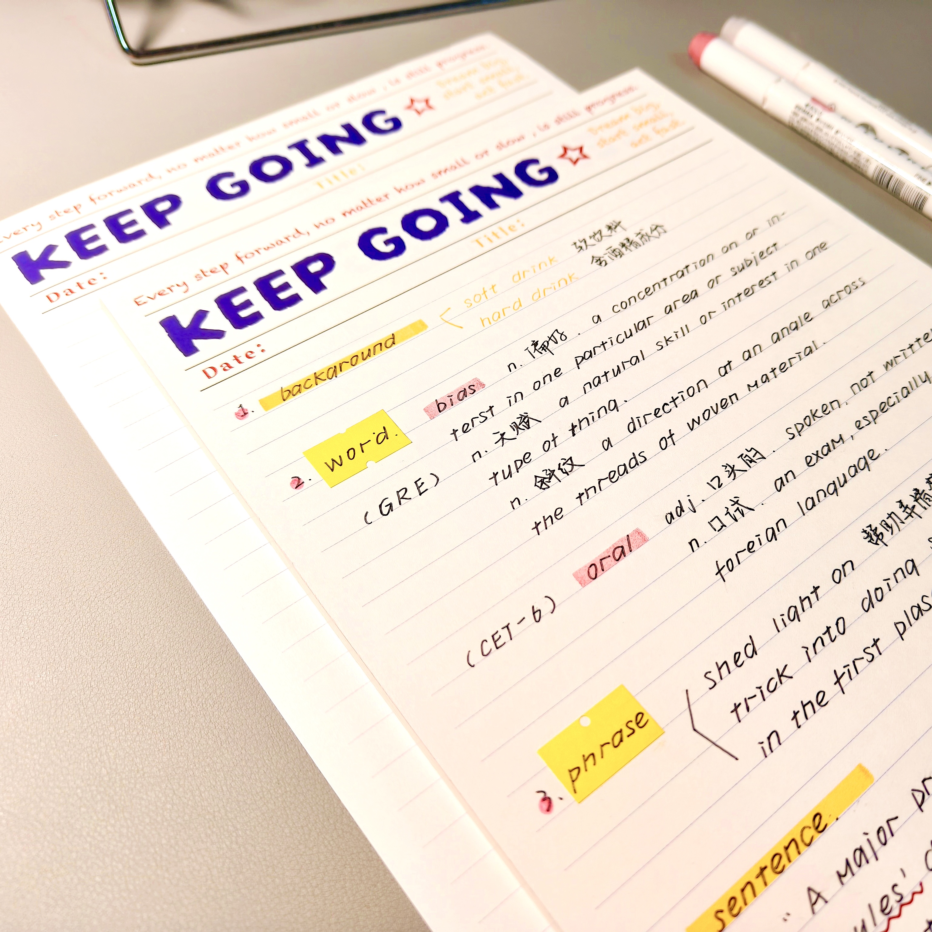 奶油苏打拍纸本信纸便签文具学习纸笔记本keepgoing