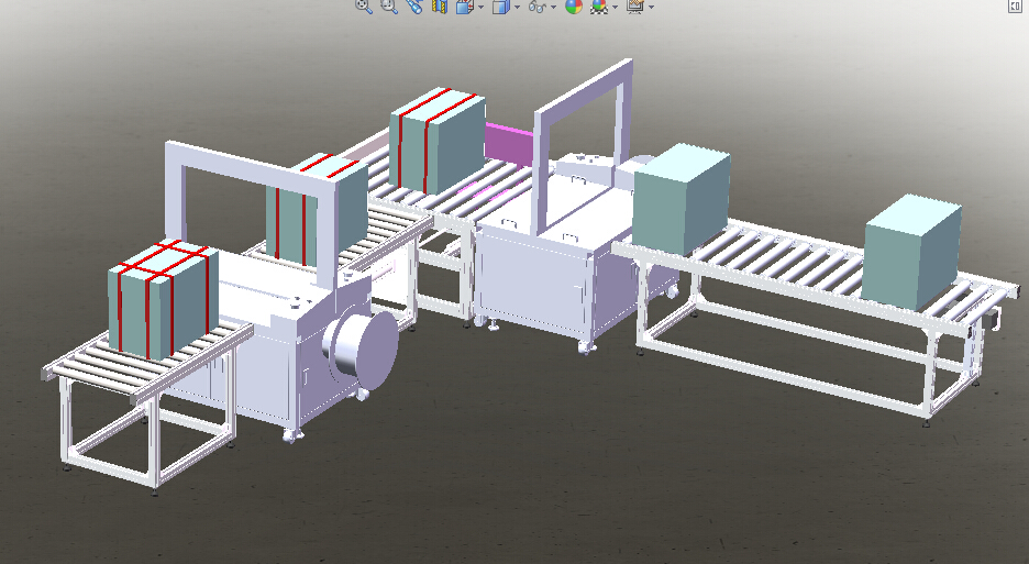 井字打包自动化无人化打包机捆扎机封箱机流水线3d图纸设计