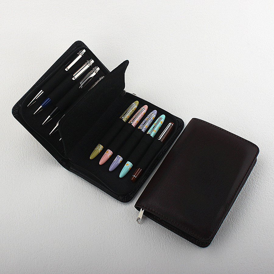 新款10支装PU钢笔收纳笔袋商务办公便携笔盒包高质量笔袋