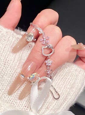 初春猫咪粉钻樱花手链女轻奢小众高级感配饰百搭闺蜜学生新款手串