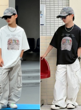 DUMAJIA【休闲随性】2026儿童夏季潮流短袖儿童街头T恤5058