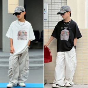 DUMAJIA【休闲随性】2026儿童夏季潮流短袖儿童街头T恤5058