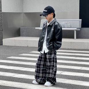 潮0510 皮衣中大童外套韩版 男童2025秋季 新款