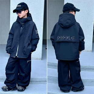 2025男童冬季 外套6012 加棉加厚户外冲锋衣中大童拉链衫