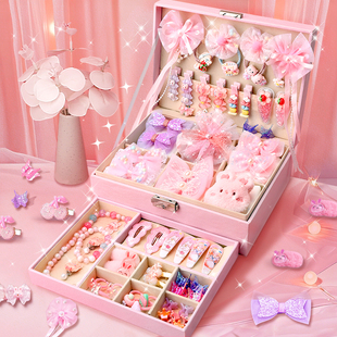 儿童女童发饰礼盒小女孩生日礼物发夹宝宝头饰玩具发箍橡皮筋发绳