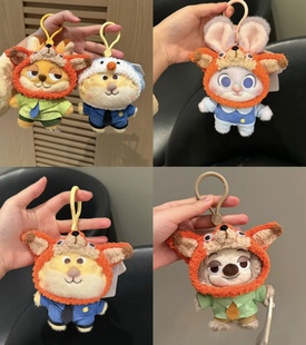 正版疯狂动物城豹子警官狐尼克朱迪可爱毛绒玩偶小包包挂饰钥匙扣