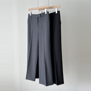 女 精纺羊毛醋酸半松紧腰高腰珠链直筒休闲西裤 通勤神裤 意大利bc