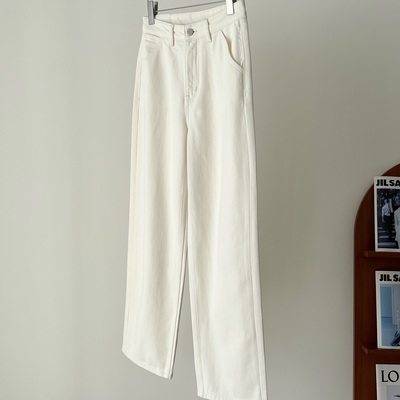 长绒棉内里抓绒斜纹直筒牛仔裤