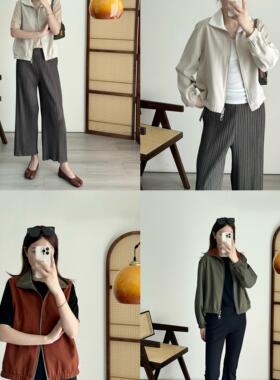 意式老钱 lp 客供高科技面料 双面两穿立领夹克风衣外套+无袖马甲