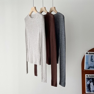 针织衫 16.5微米水溶羊毛银葱丝珠片纱弹力长袖 意大利 神仙打底