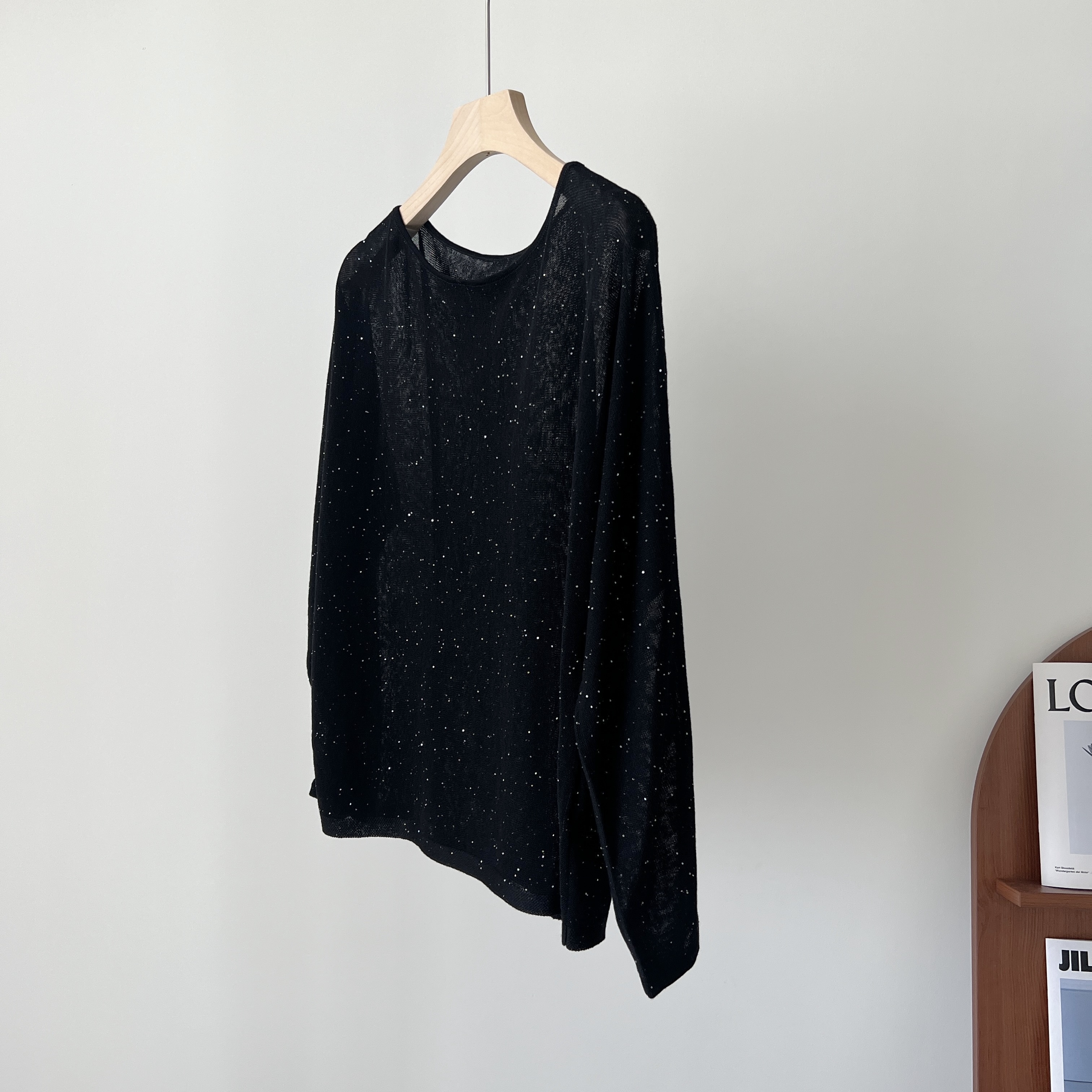 水溶羊毛针织衫微透视薄款亮片