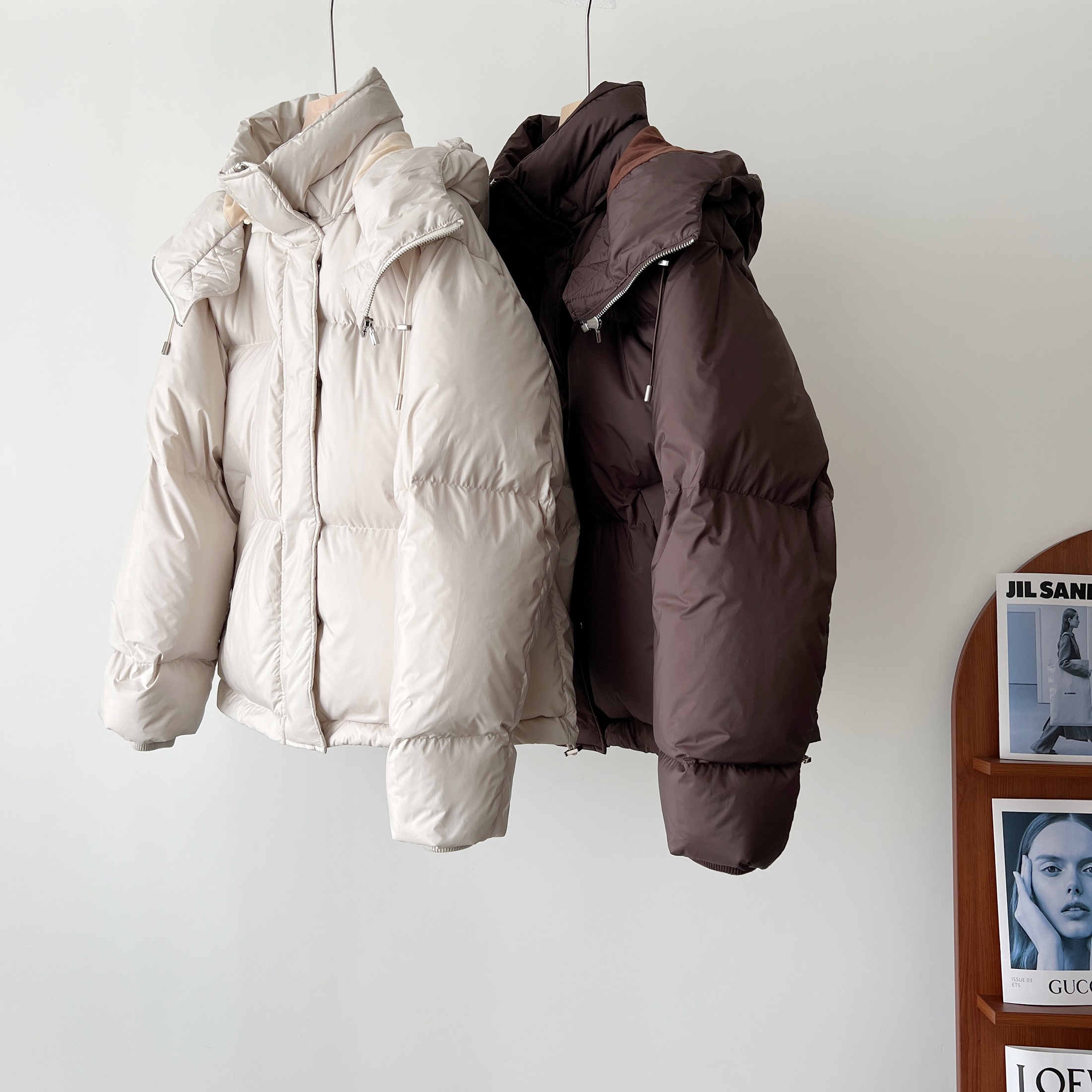 90白鹅绒羽绒服面包服连帽可拆卸